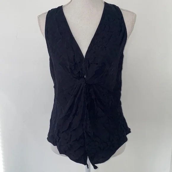 BCBGMaxAzria Black Leopard Twist Front Tank Top - Picture 4 of 5